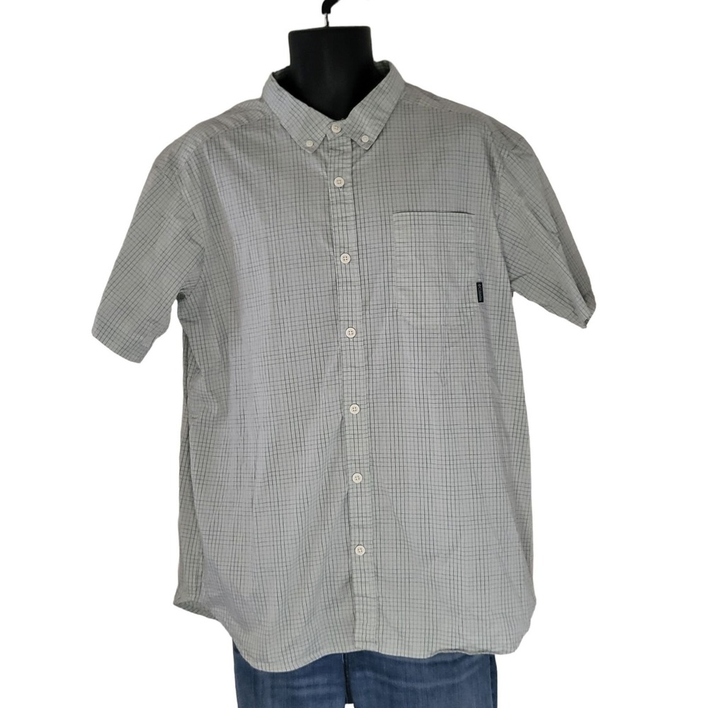 Columbia Sportswear Button Up Shirt Mens XL Gray Plaid Short Sleeve Regular‎ Top